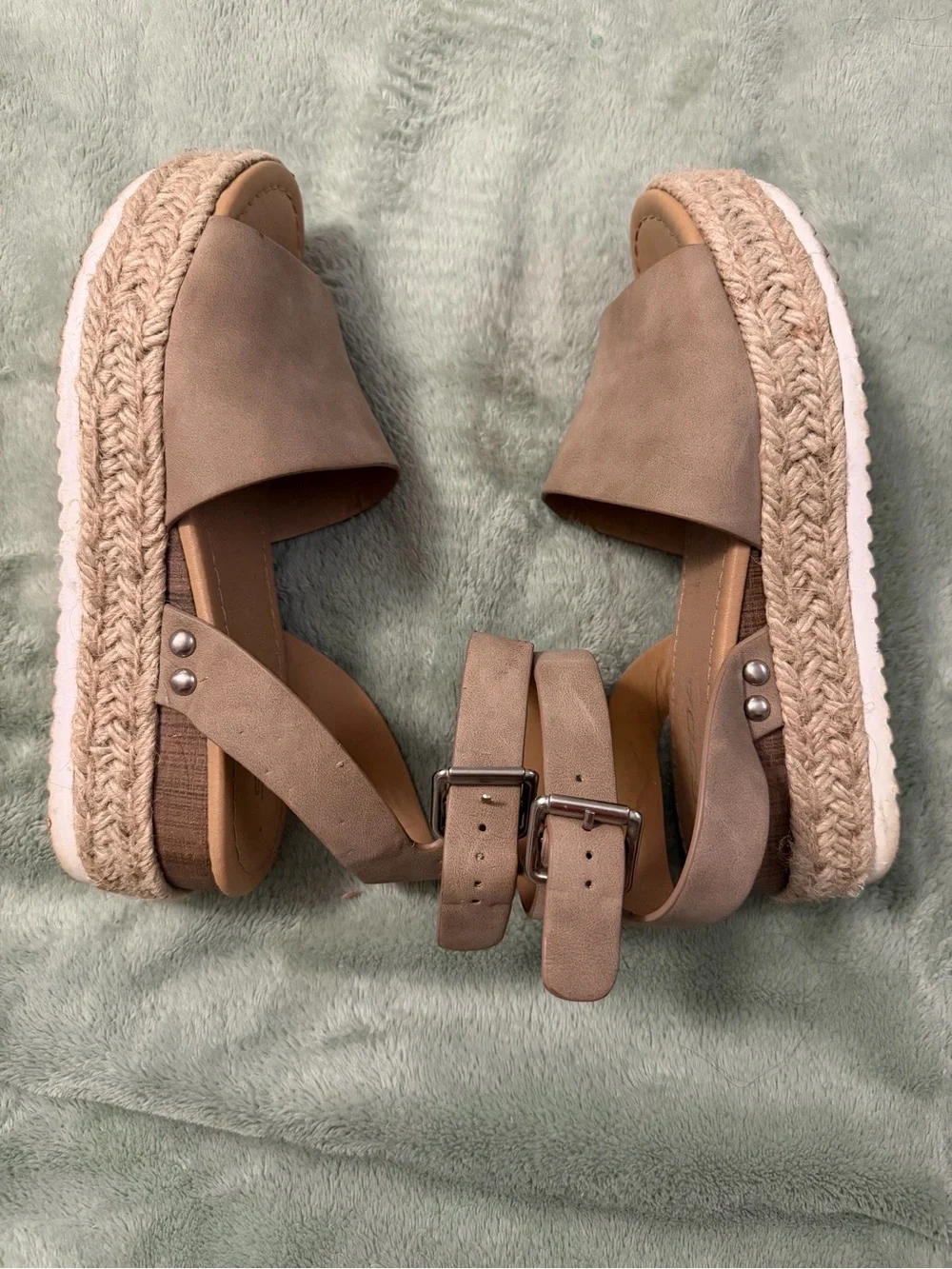 Soda Tan Espadrille Platform Sandals Ankle Strap